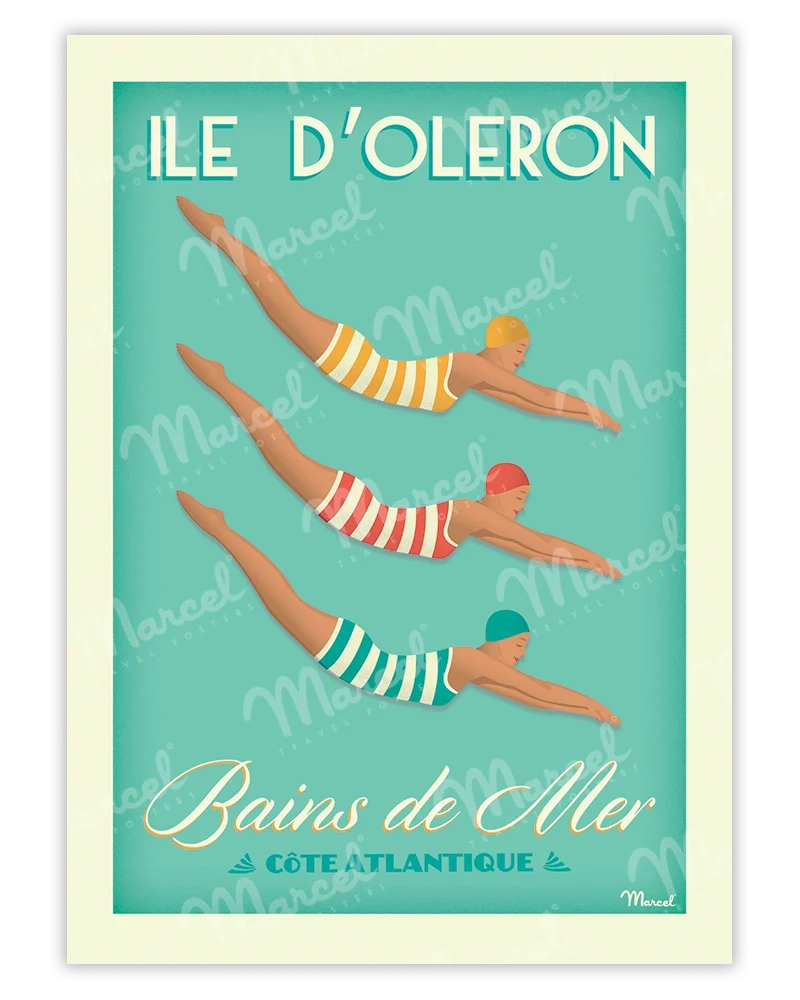 Affiche ÎLE D’OLÉRON "Bains de Mer"