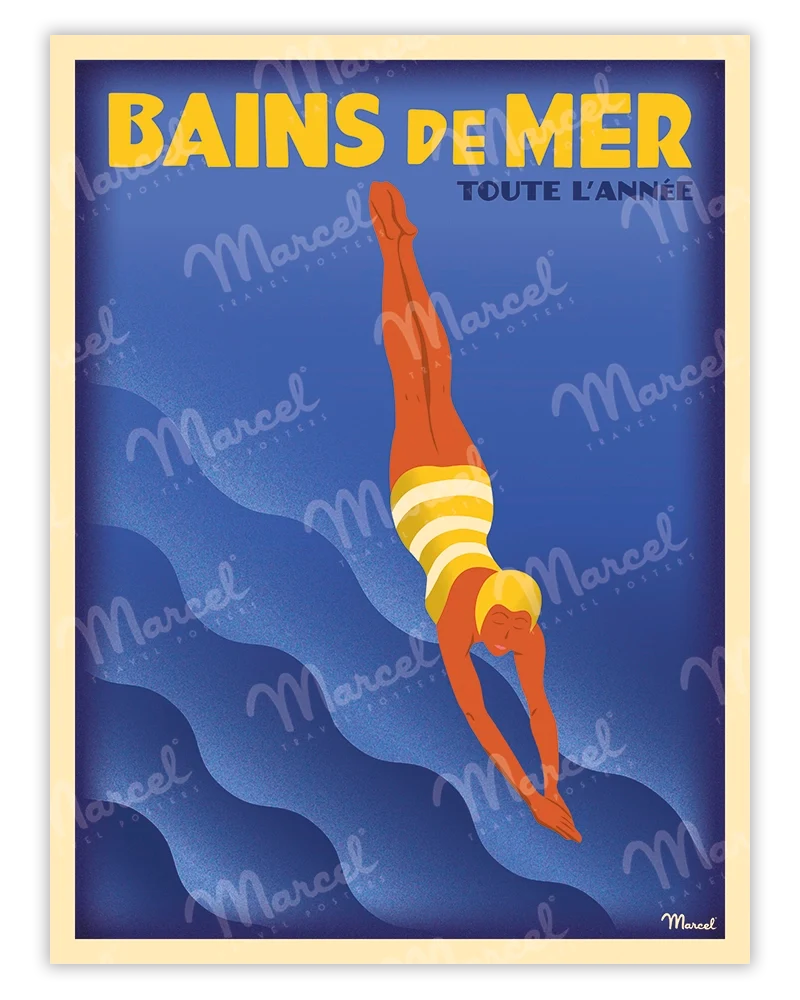 Affiche Bains de Mer "Indigo Pop"
