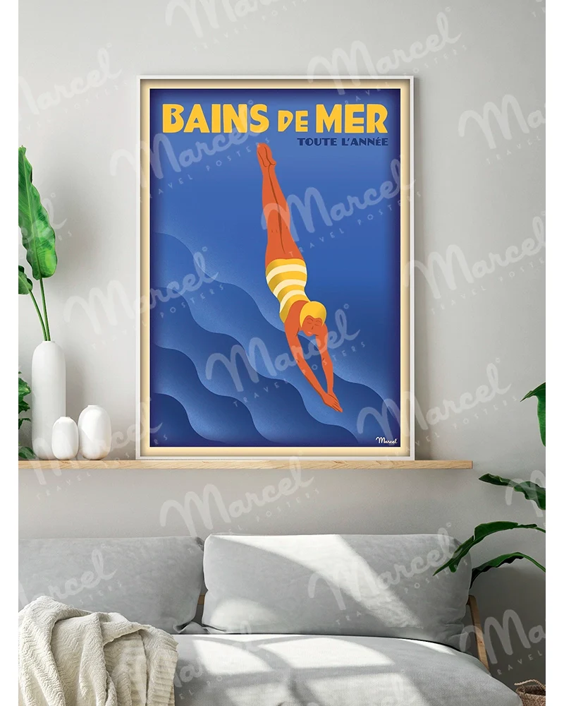 Affiche Bains de Mer "Indigo Pop"