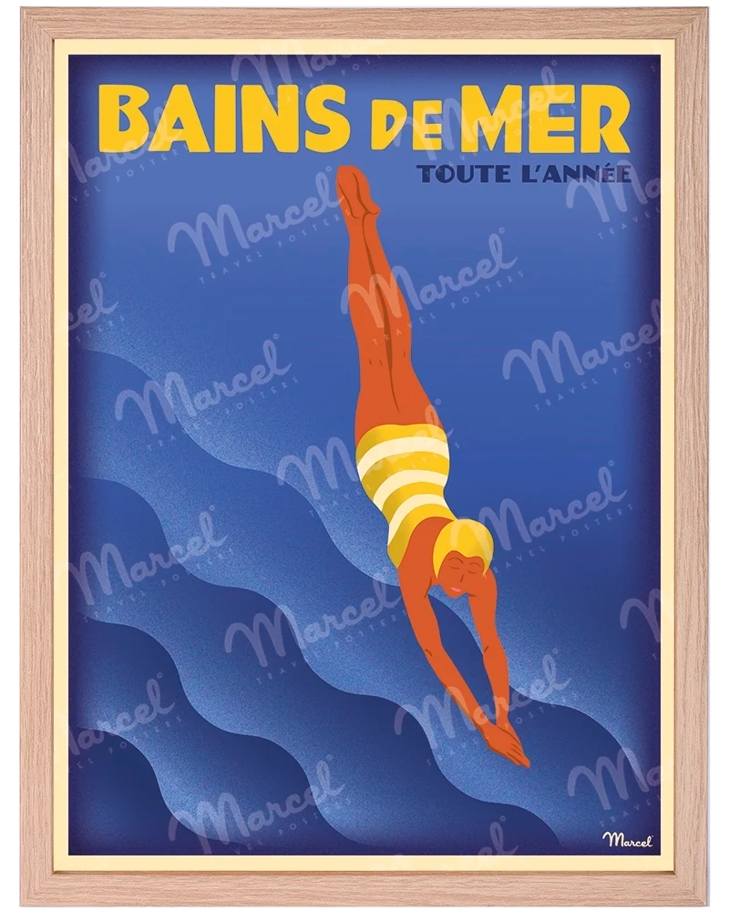 Affiche Bains de Mer "Indigo Pop"