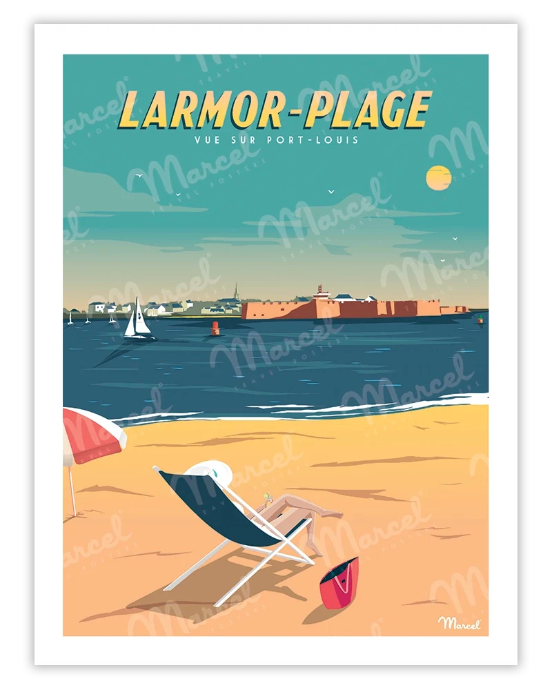 Affiche LARMOR-PLAGE "Vue sur Port-Louis"