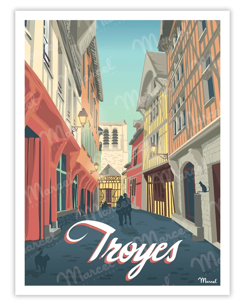 Affiche TROYES "Ruelle des Chats"