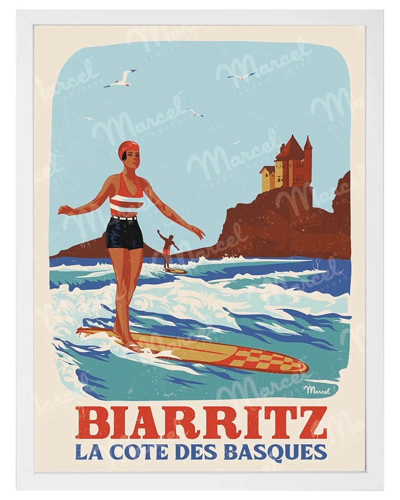 Affiche BIARRITZ "Rétro Surf"