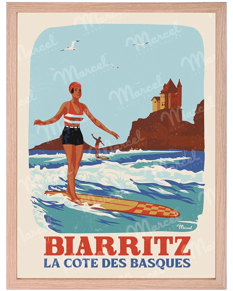 Affiche BIARRITZ "Rétro Surf"