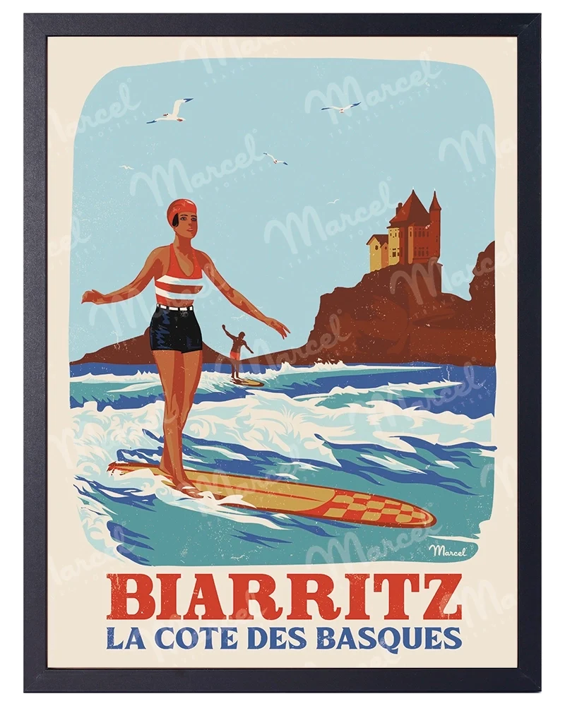 Affiche BIARRITZ "Rétro Surf"