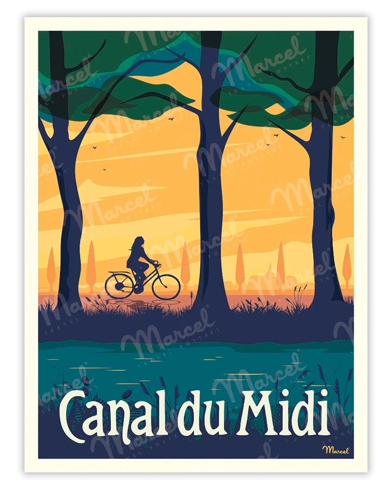 Affiche CANAL DU MIDI "Le Vélo"