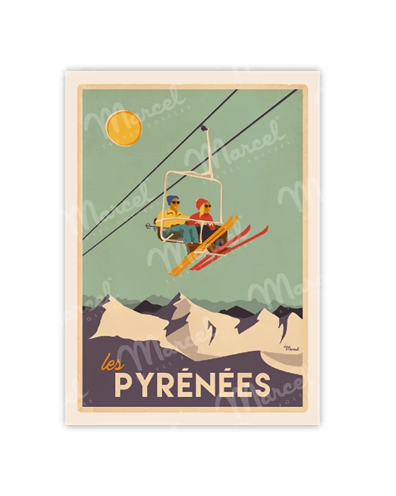 Carte Postale PYRÉNÉES "Le Télésiège"