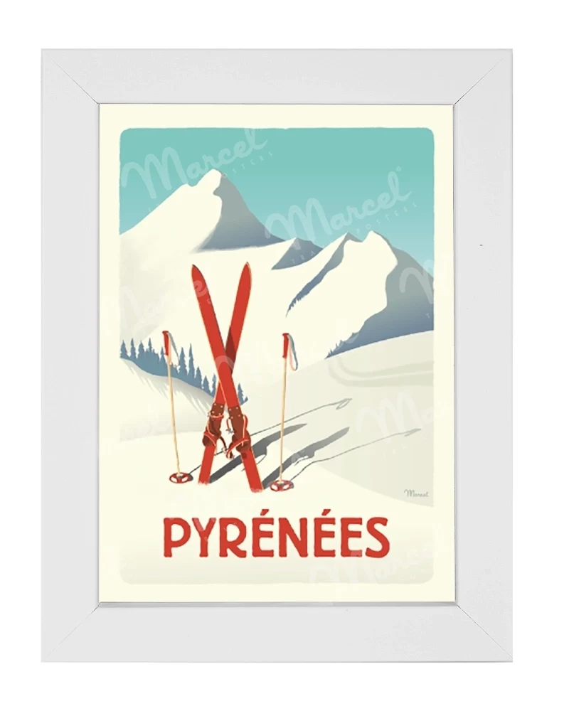 Carte Postale PYRÉNÉES ''Les Skis Rouges''