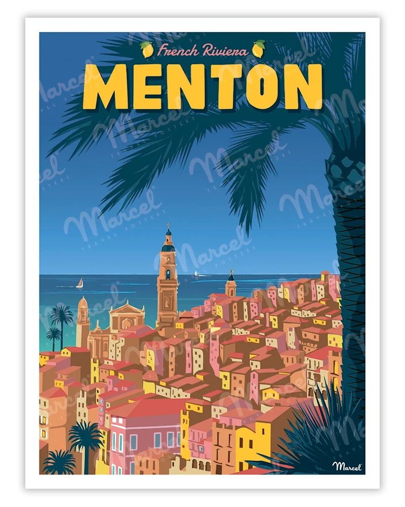 Affiche MENTON "French Riviera"