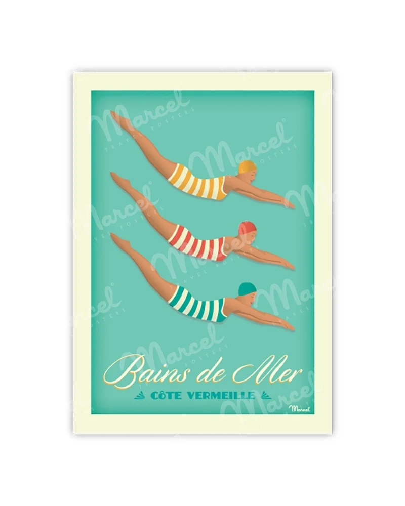Carte Postale CÔTE VERMEILLE "Bains de Mer"