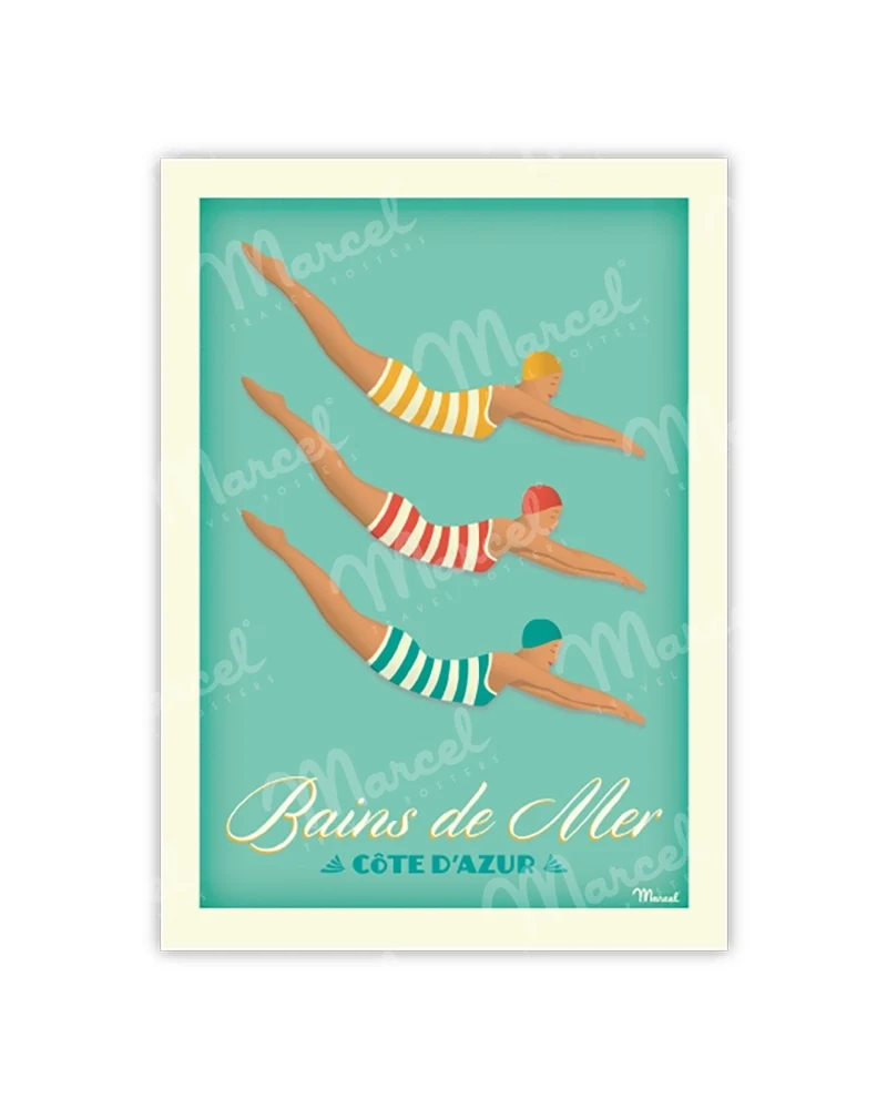 Carte Postale CÔTE D'AZUR "Bains de Mer"