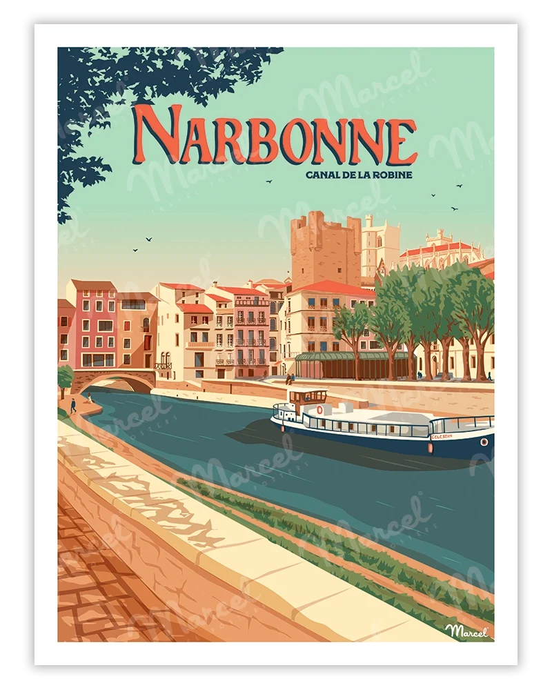 Affiche NARBONNE ''Le Canal de la Robine''