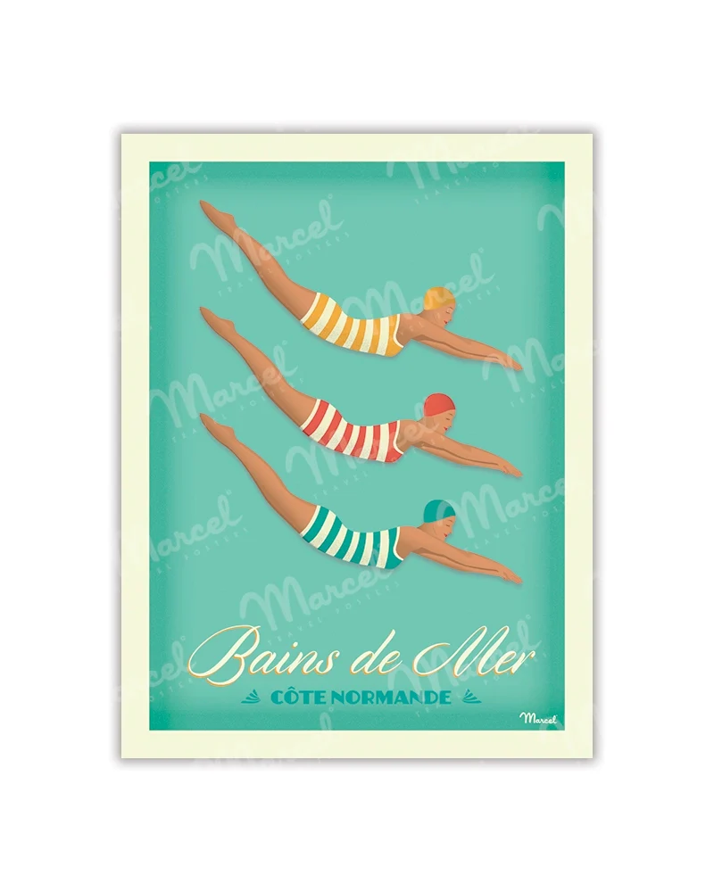 Carte Postale CÔTE NORMANDE "Bains de Mer"