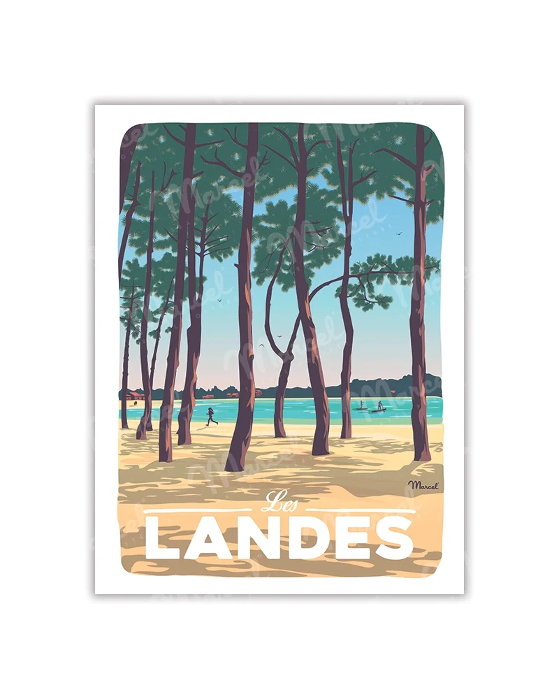 Carte Postale LANDES "Au Bord du Lac"
