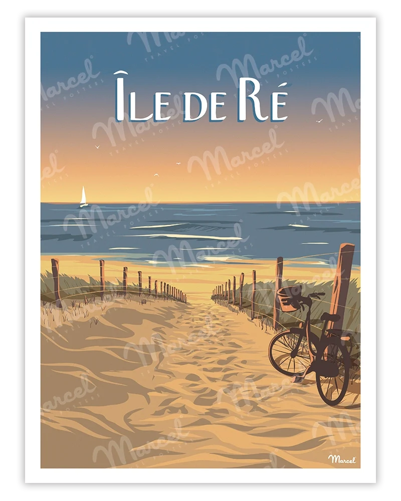 Affiche ÎLE DE RÉ "Bois-Plage"