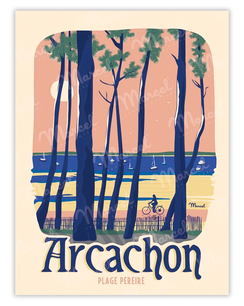 Affiche ARCACHON "Plage Pereire"