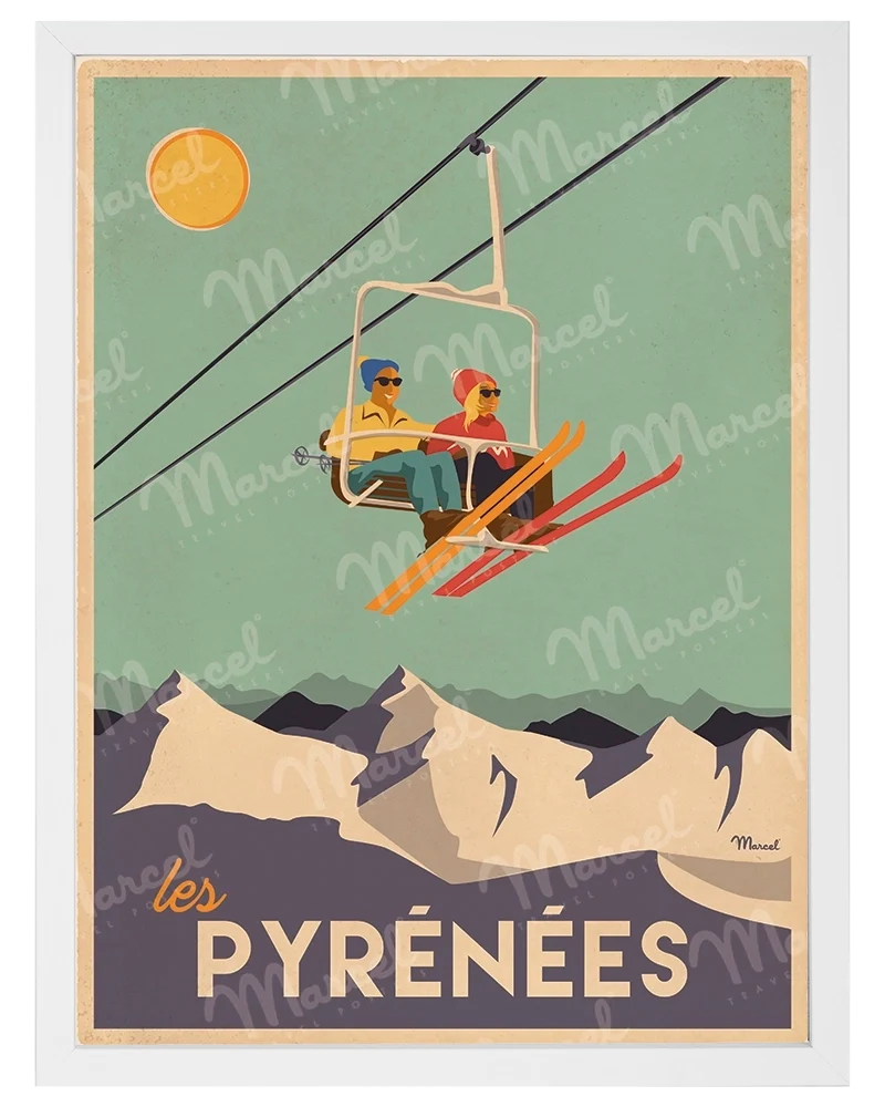 Affiche PYRÉNÉES "Le Télésiège"