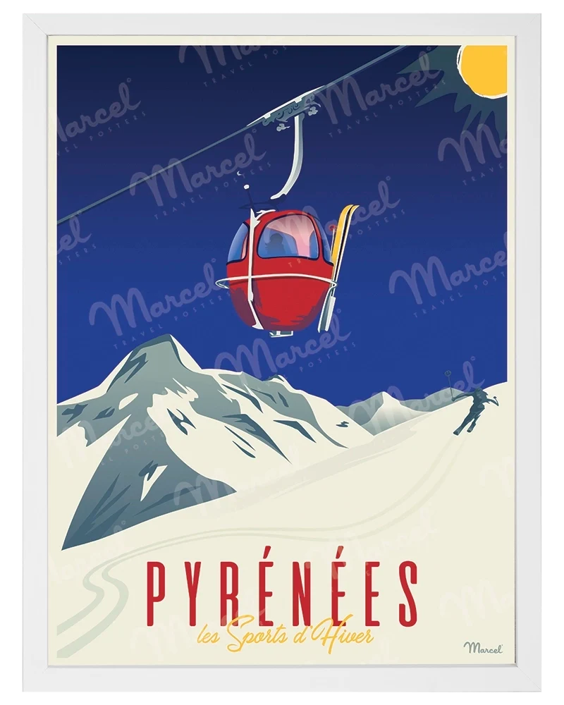 Affiche PYRÉNÉES "La Télécabine"