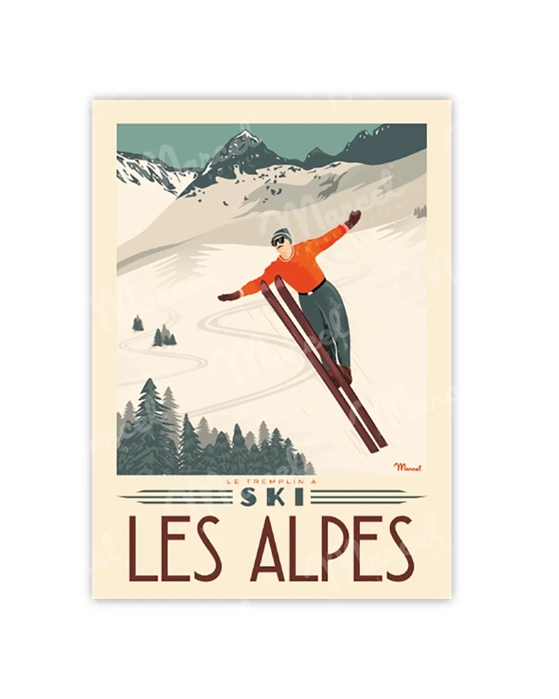 Carte Postale LES ALPES "Tremplin à Ski"