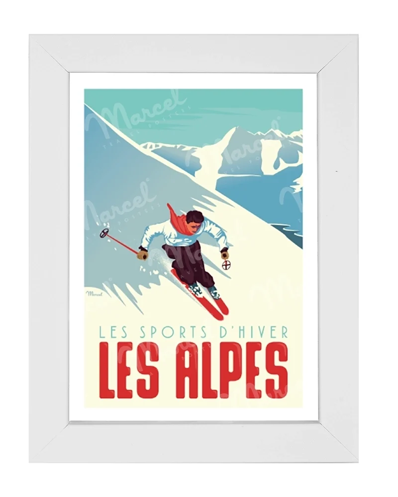 Carte Postale LES ALPES "Le Skieur"