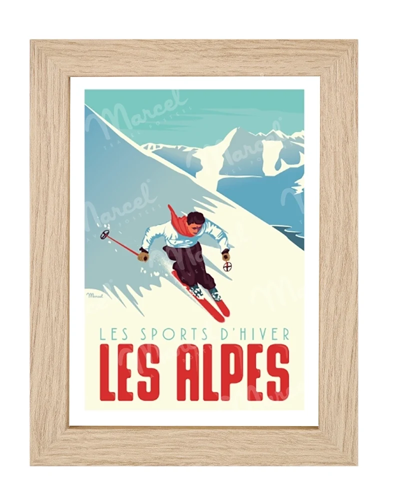 Carte Postale LES ALPES "Le Skieur"