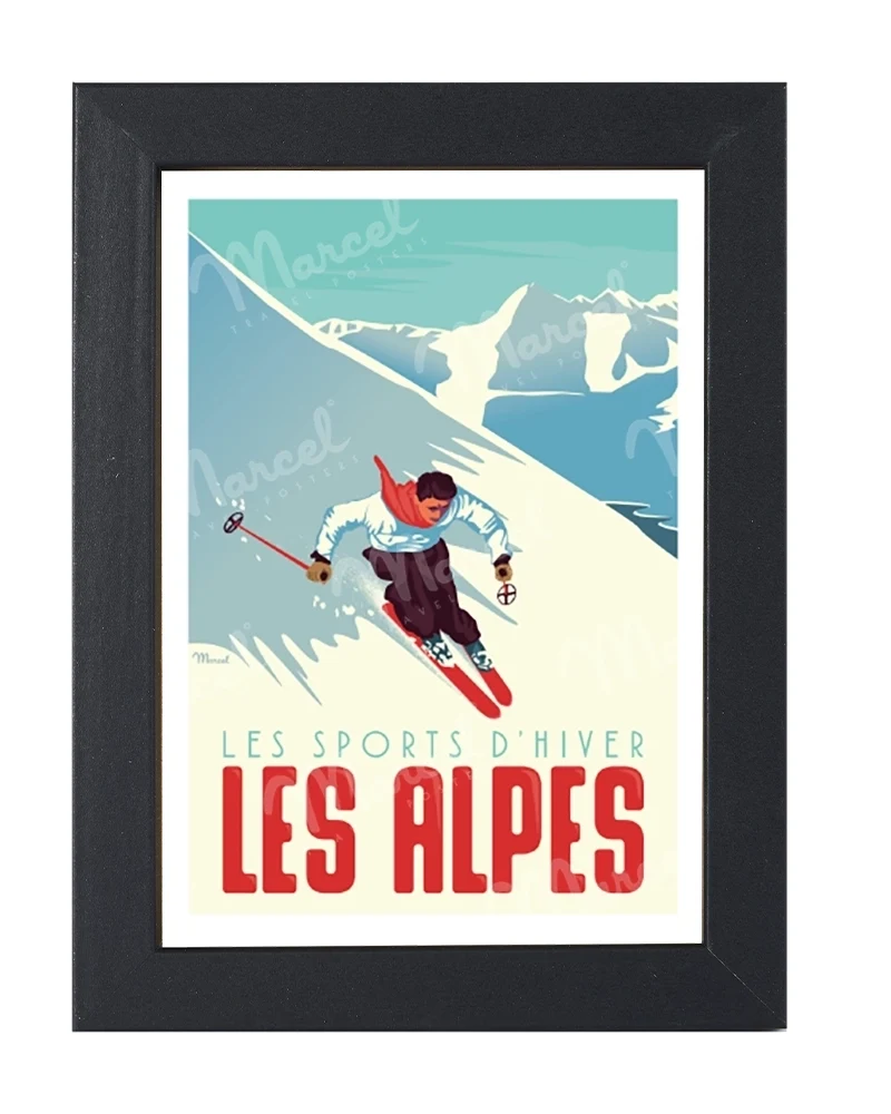 Carte Postale LES ALPES "Le Skieur"