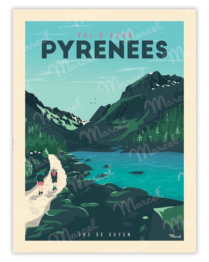 Affiche PYRÉNÉES "Val d'Azun - Lac de Suyen"