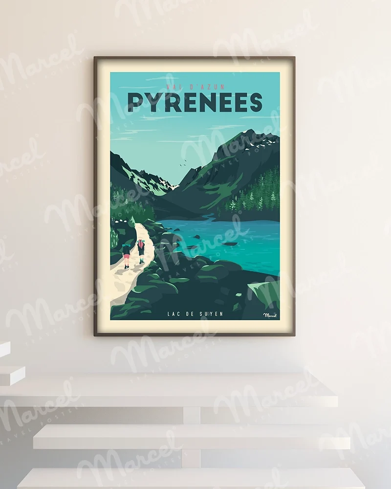 Affiche PYRÉNÉES "Val d'Azun - Lac de Suyen"