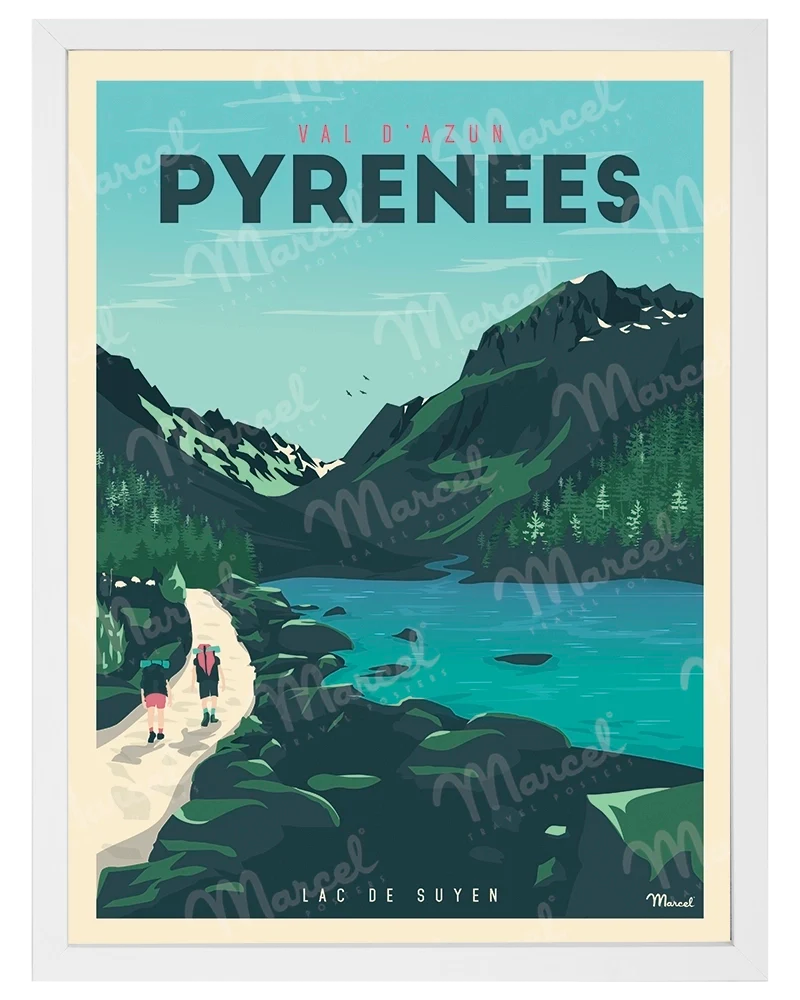Affiche PYRÉNÉES "Val d'Azun - Lac de Suyen"