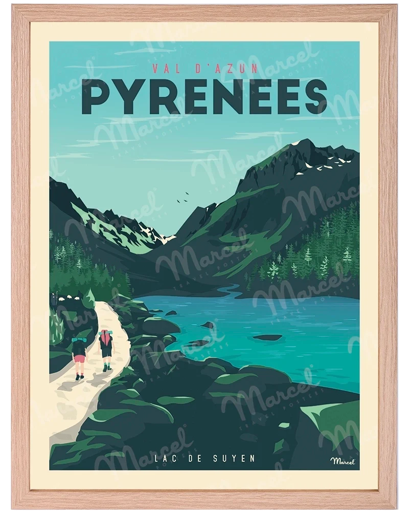 Affiche PYRÉNÉES "Val d'Azun - Lac de Suyen"
