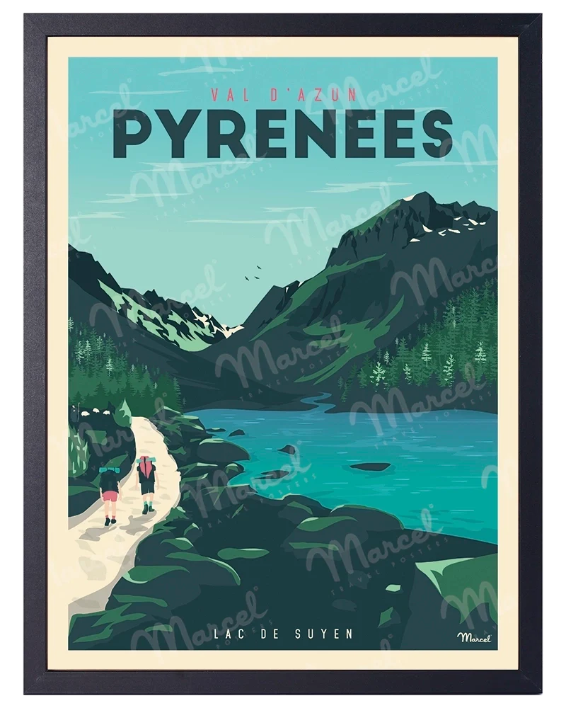 Affiche PYRÉNÉES "Val d'Azun - Lac de Suyen"