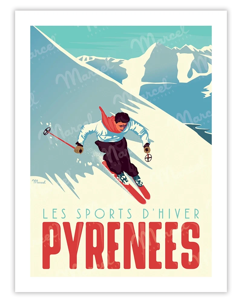 Affiche PYRÉNÉES "Le Skieur"