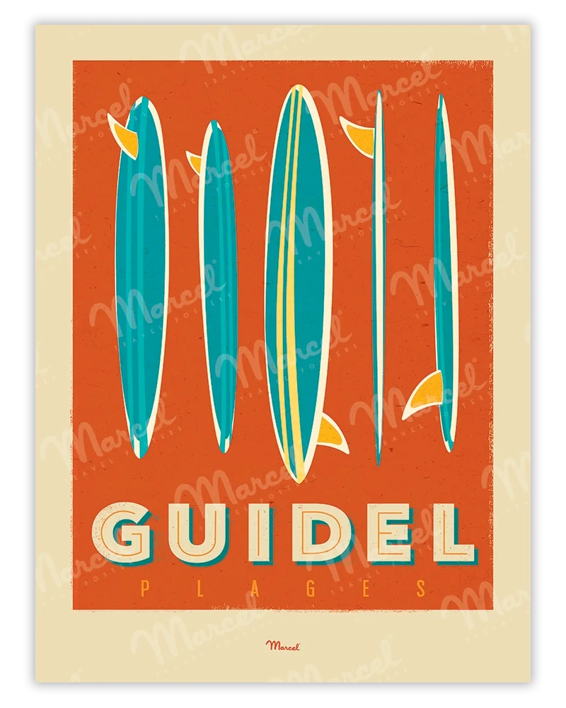 Affiche GUIDEL "Surfboards"