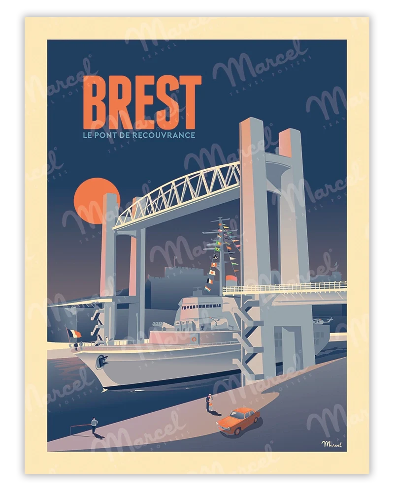 Affiche BREST "Le Pont de Recouvrance"