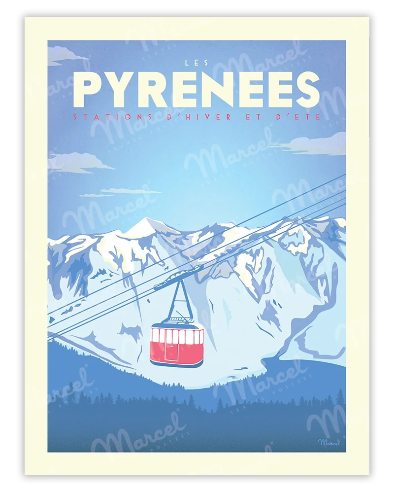 Affiche PYRÉNÉES "Téléphérique"