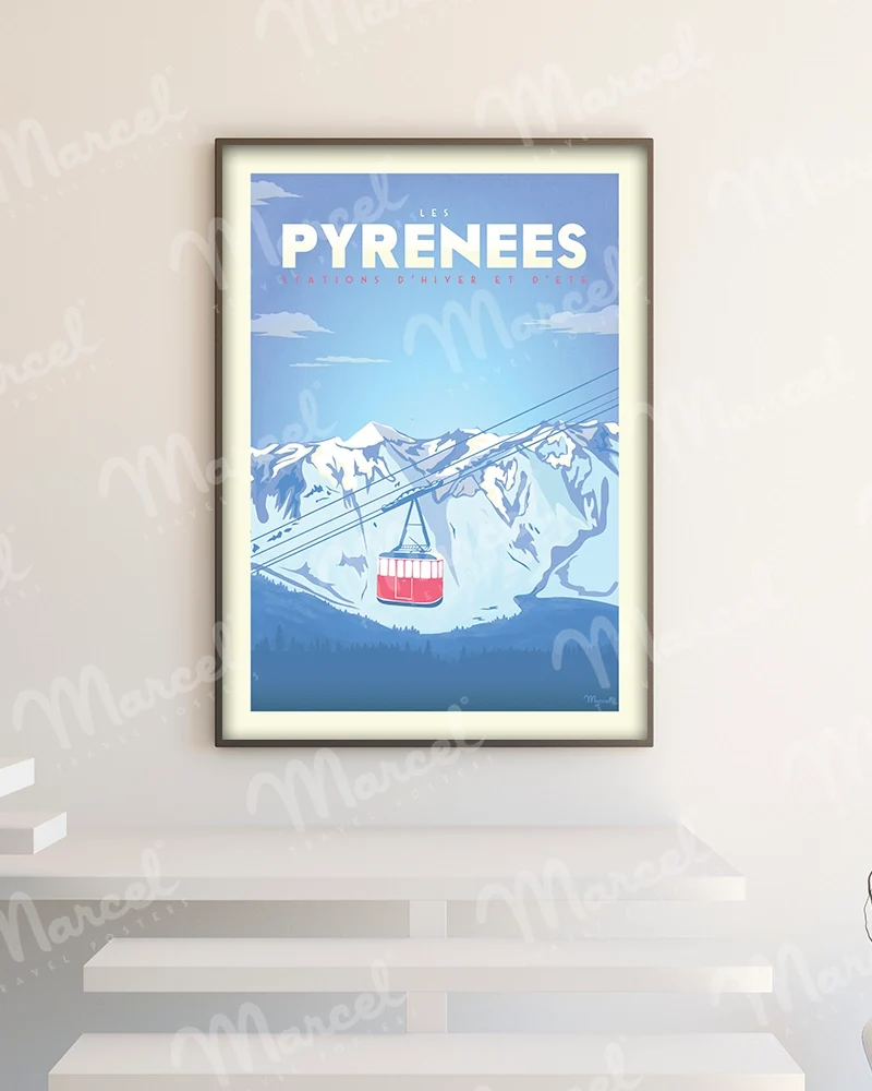Affiche PYRÉNÉES "Téléphérique"