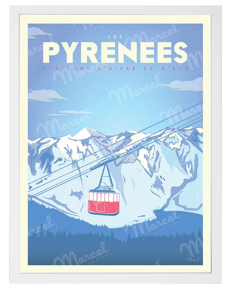 Affiche PYRÉNÉES "Téléphérique"