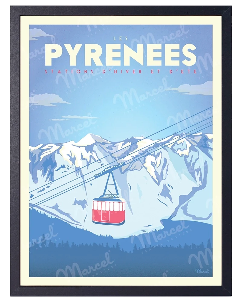 Affiche PYRÉNÉES "Téléphérique"