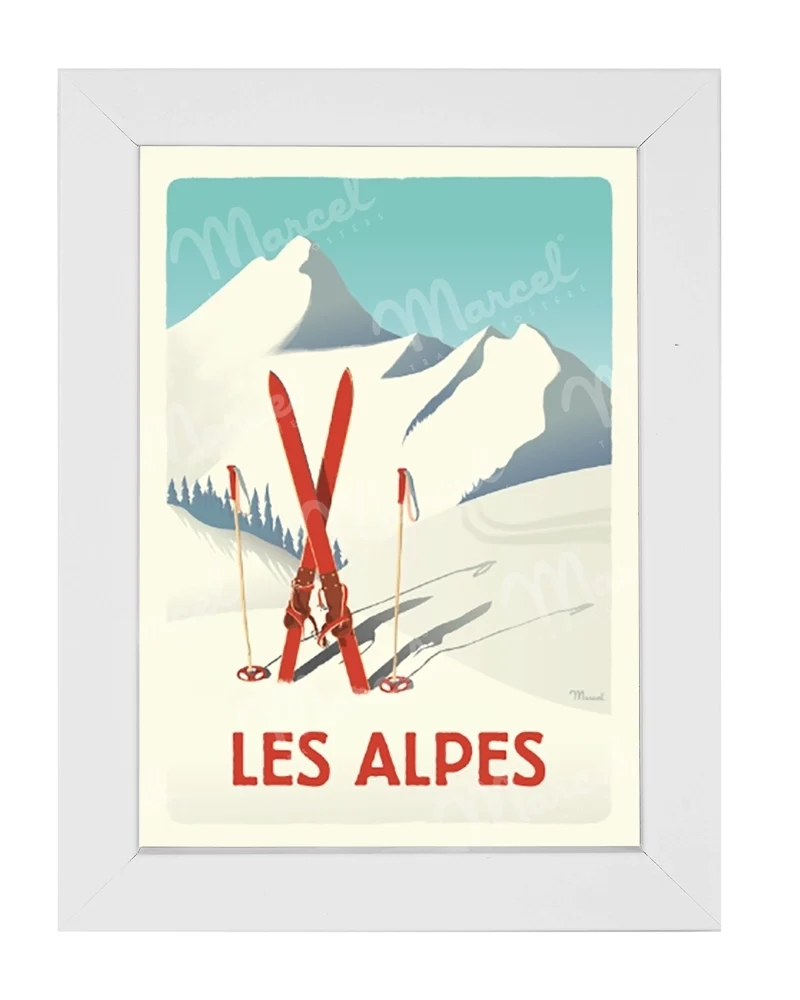 Carte Postale LES ALPES "Skis Rouges"