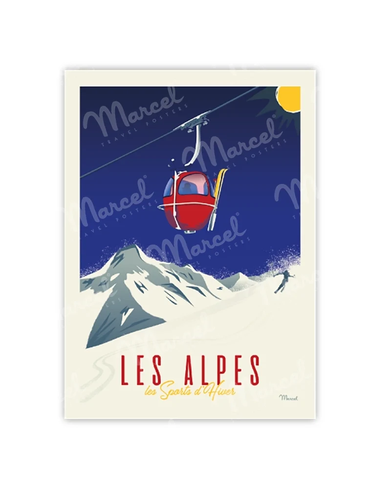 Carte Postale LES ALPES "La Télécabine"