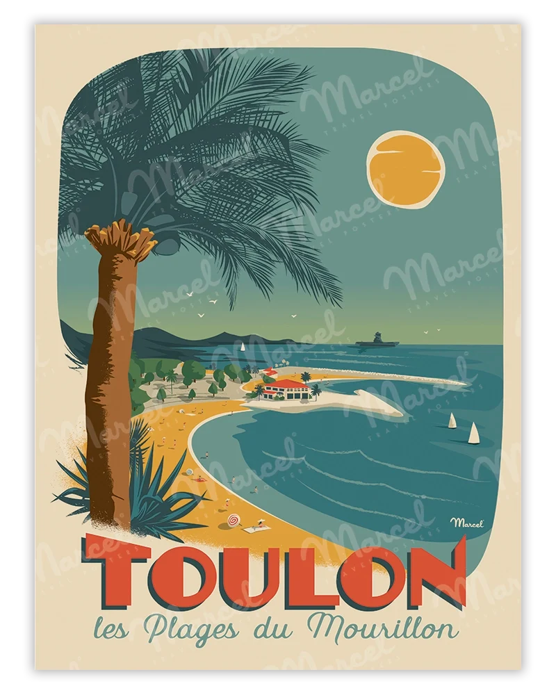 Affiche TOULON "Plages du Mourillon"
