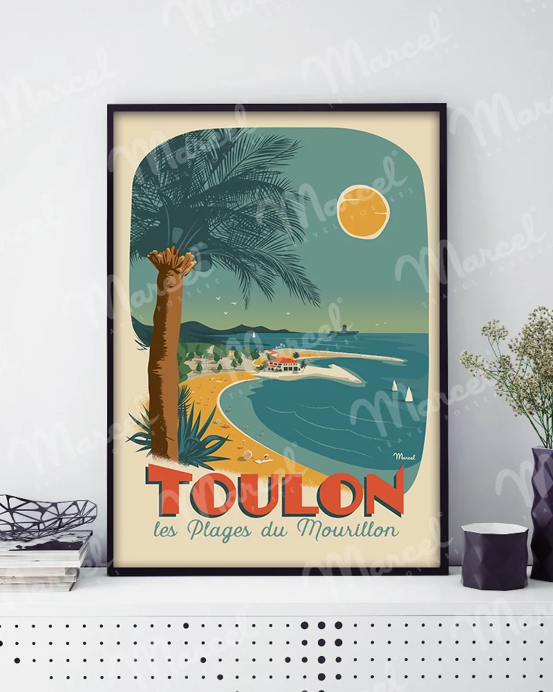 Affiche TOULON "Plages du Mourillon"