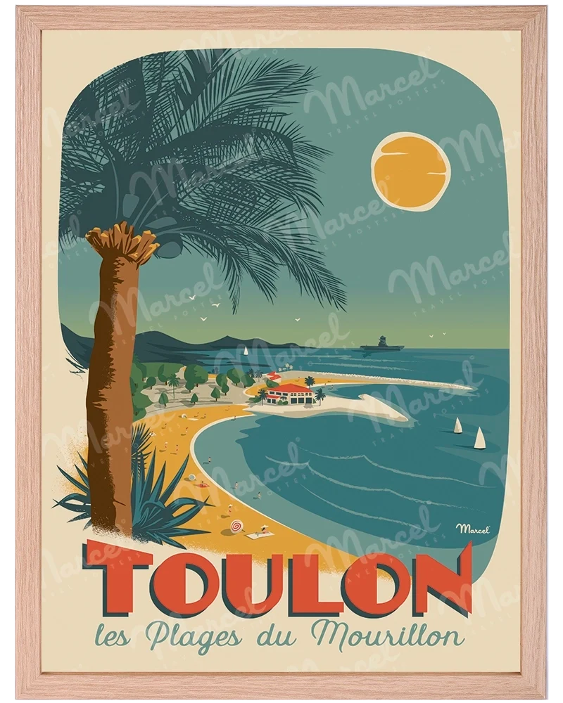 Affiche TOULON "Plages du Mourillon"