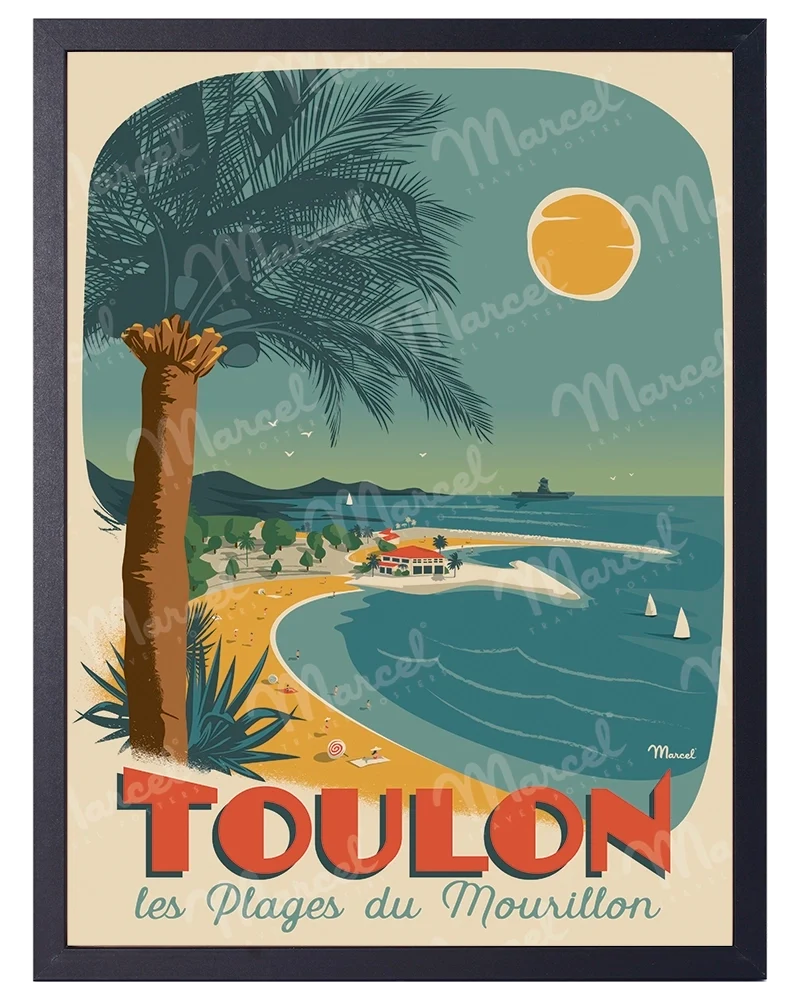 Affiche TOULON "Plages du Mourillon"