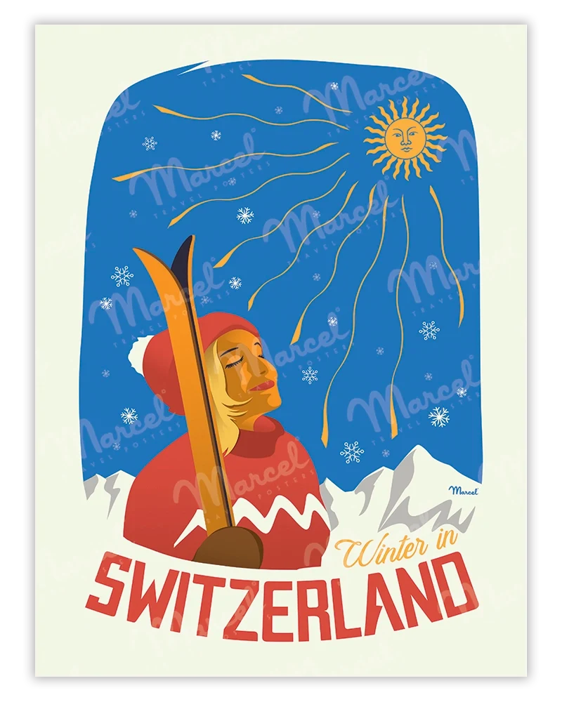 Affiche SUISSE "Winter in SWITZERLAND"