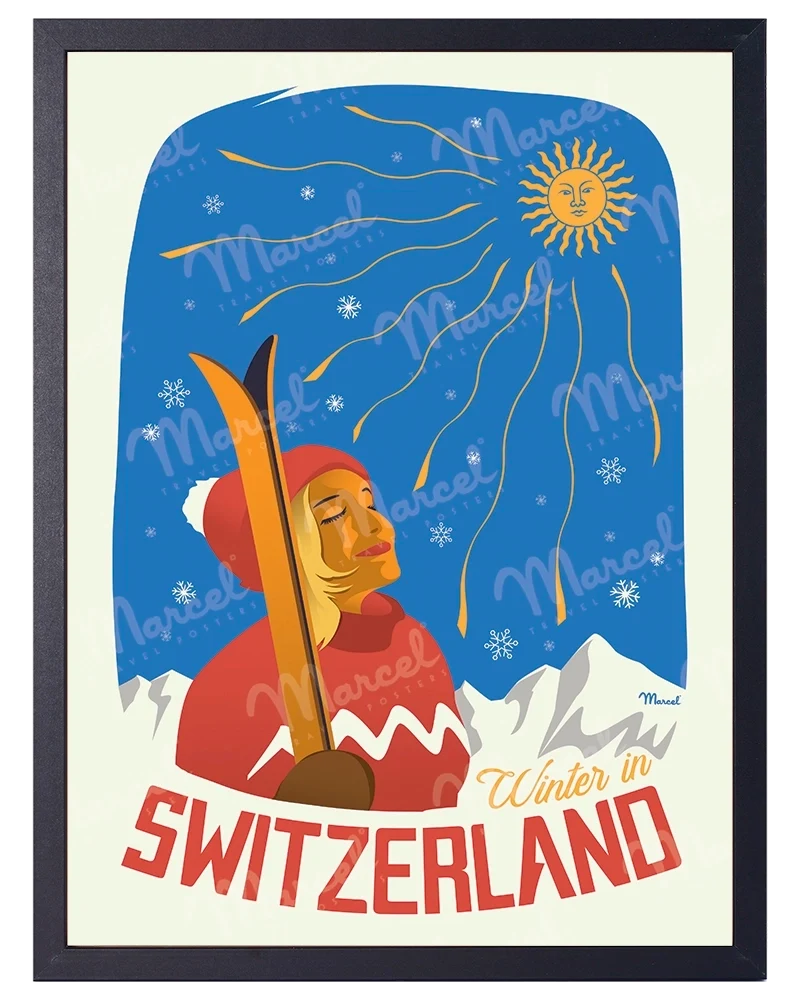 Affiche SUISSE "Winter in SWITZERLAND"