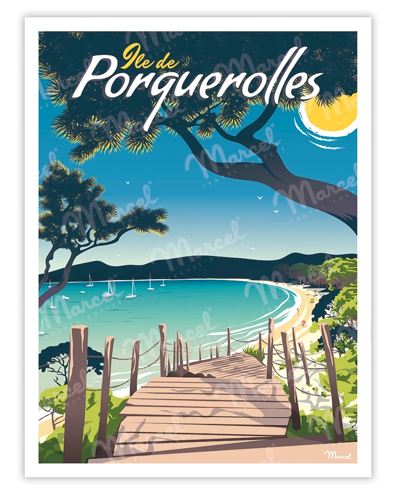 Affiche PORQUEROLLES " Plage Notre Dame "