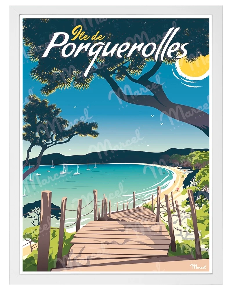 Affiche PORQUEROLLES " Plage Notre Dame "