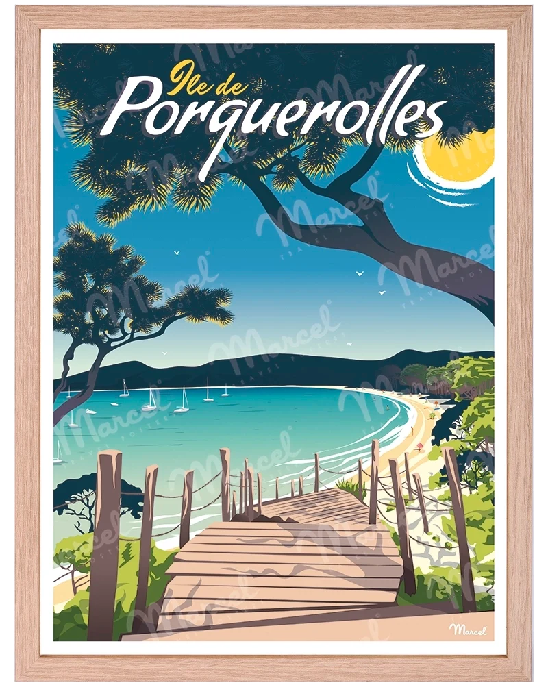 Affiche PORQUEROLLES " Plage Notre Dame "