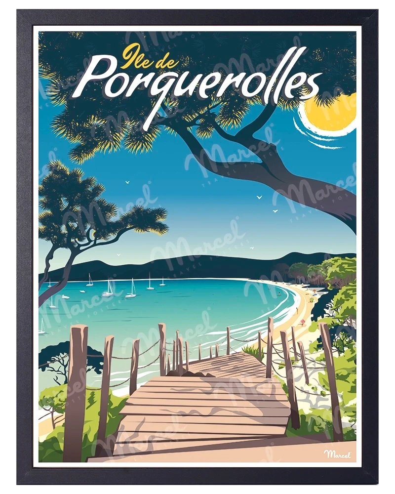 Affiche PORQUEROLLES " Plage Notre Dame "